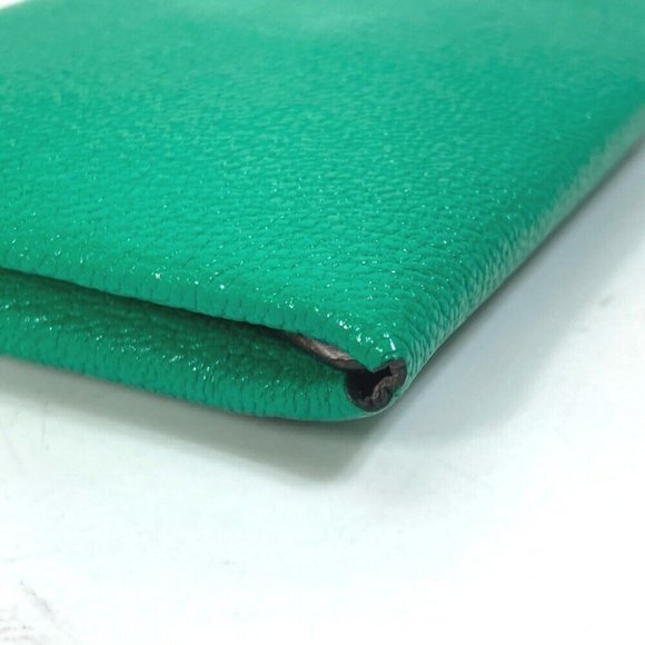 HERMES Coin Compartment coin purse Calvi duo Bicolor Card Case Green/pink - Picture 8 of 12